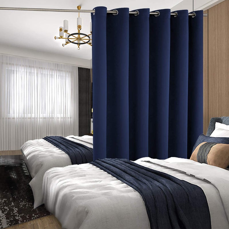 BGment Room Darkening Curtain for Sliding Door, Wide Blackout Room Divider Curtain for Living Room 96 Inch Length, Thermal Privacy Soundproof Window Drape 1 Panel, Navy, 120 Wide - Image 3